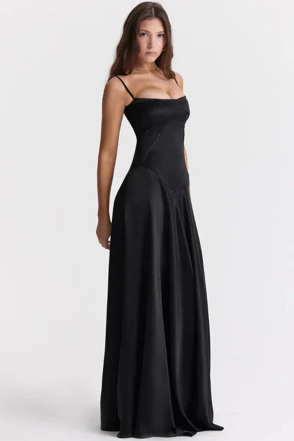 Gabriella – La robe maxi corset en satin soyeux