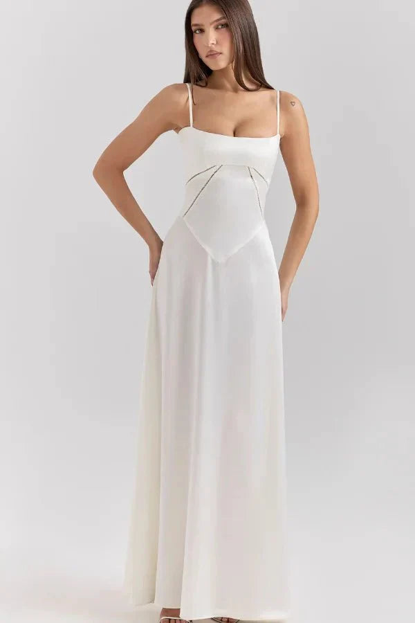 Gabriella – La robe maxi corset en satin soyeux