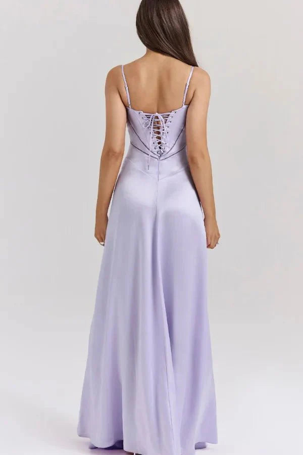 Gabriella – La robe maxi corset en satin soyeux