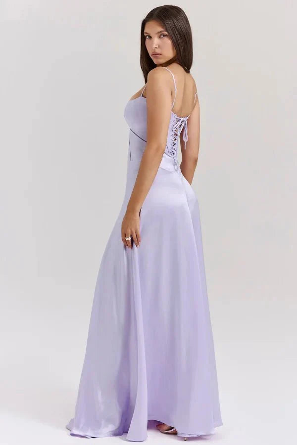 Gabriella – La robe maxi corset en satin soyeux