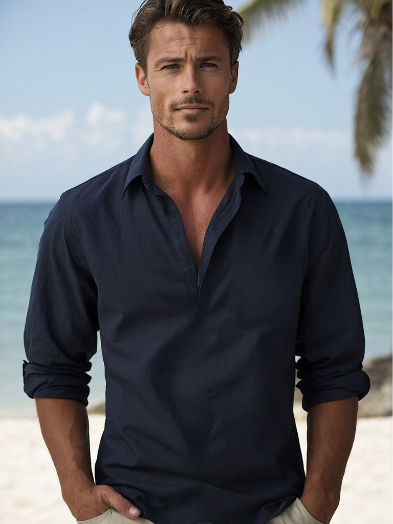 Camicia Casual Estiva da Uomo in Tessuto Traspirante