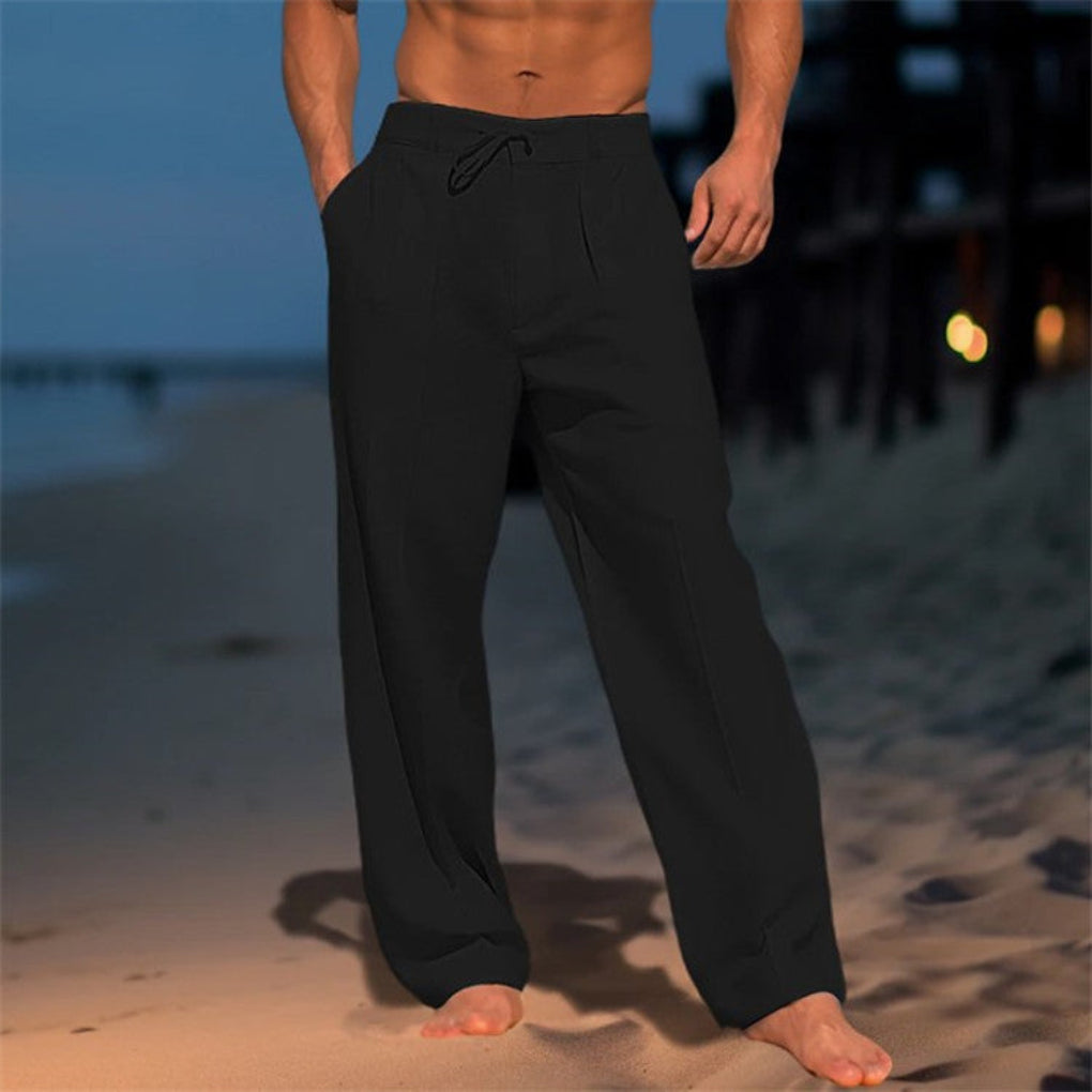 Παντελόνι Λίνου Relaxed Fit με Κορδόνι