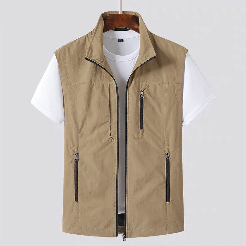 Gilet Leggero da Uomo con Zip e Tasche Utility