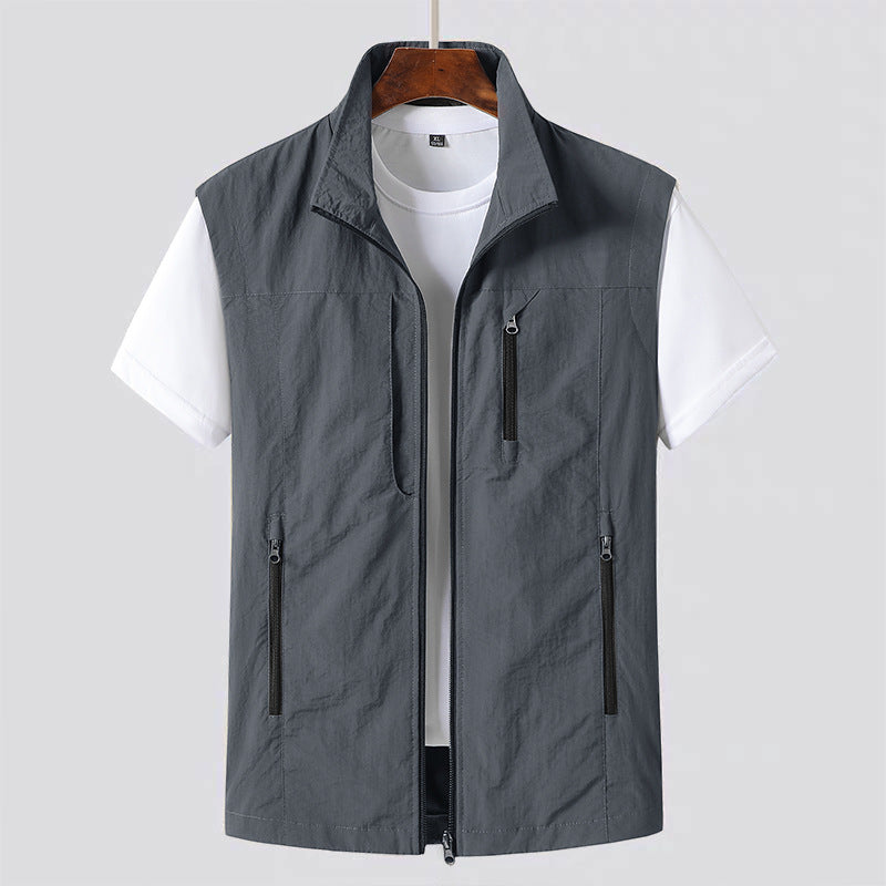 Gilet Leggero da Uomo con Zip e Tasche Utility