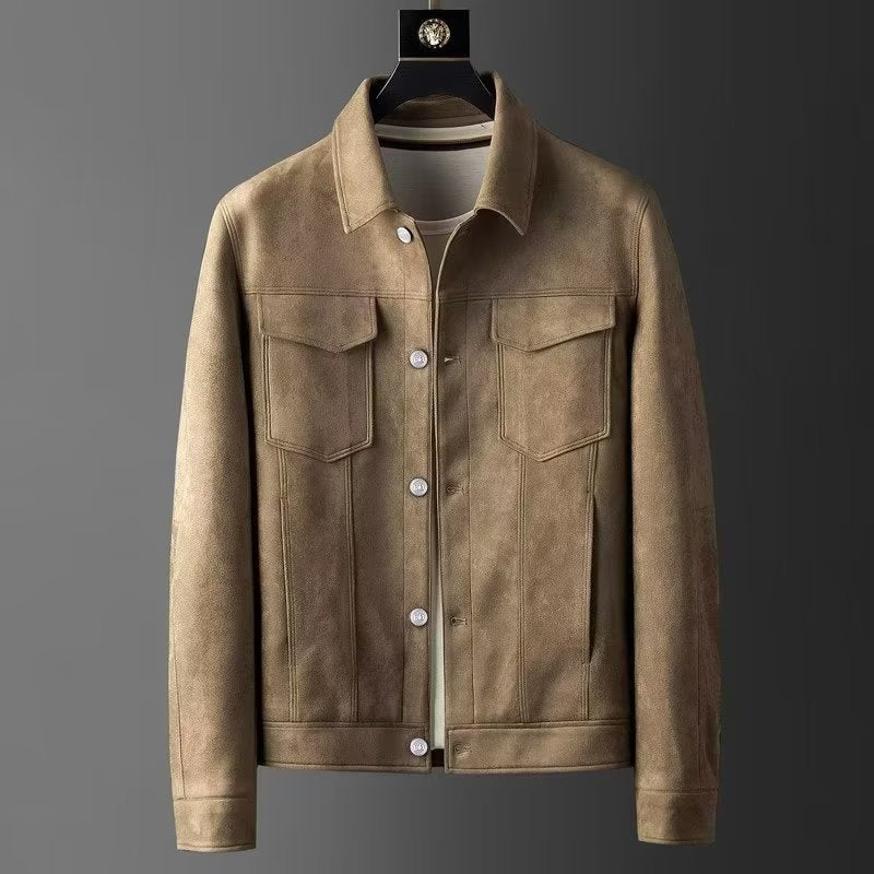 Giacca in pelle scamosciata da uomo - Design Elegante e Senza Tempo