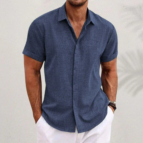 Camicia Uomo a Maniche Corte in Lino – Vestibilità Comfort