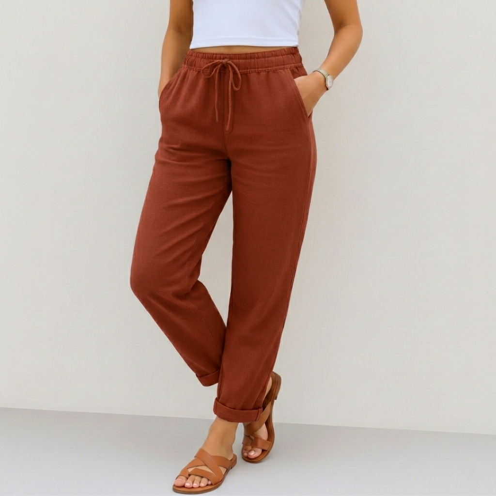 Olivia | Pantaloni di Lino Donna con Vita Elastica