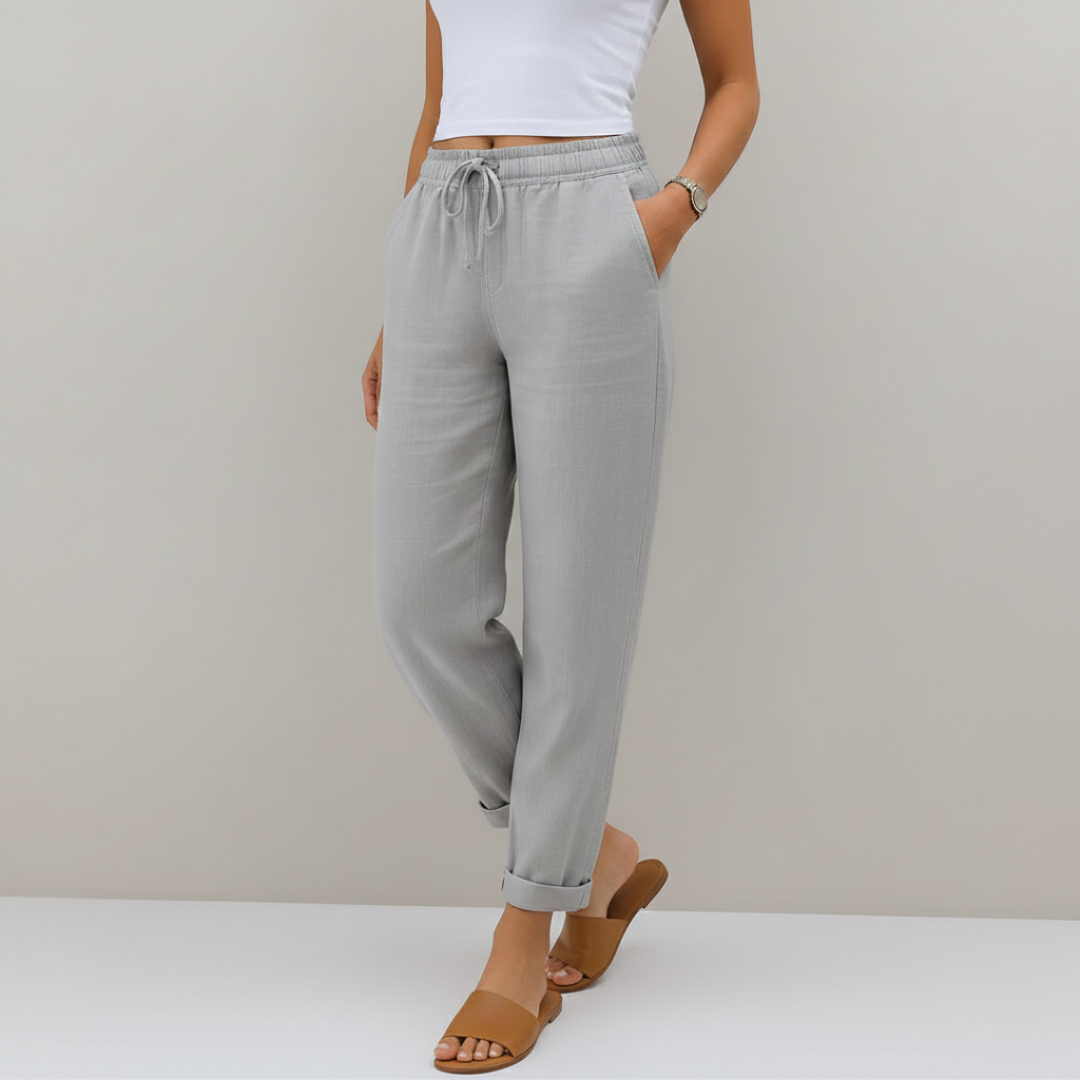 Olivia | Pantaloni di Lino Donna con Vita Elastica