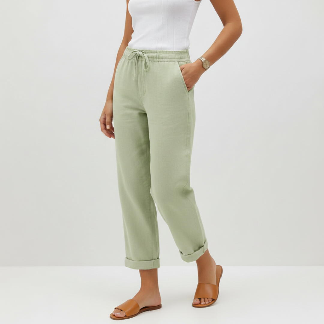 Olivia | Pantaloni di Lino Donna con Vita Elastica