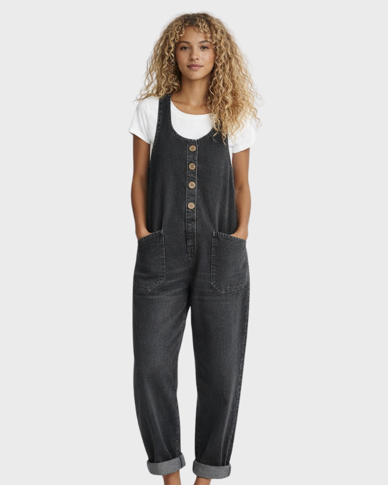 Salopette Lunga da Donna in Denim con Vestibilità Morbida