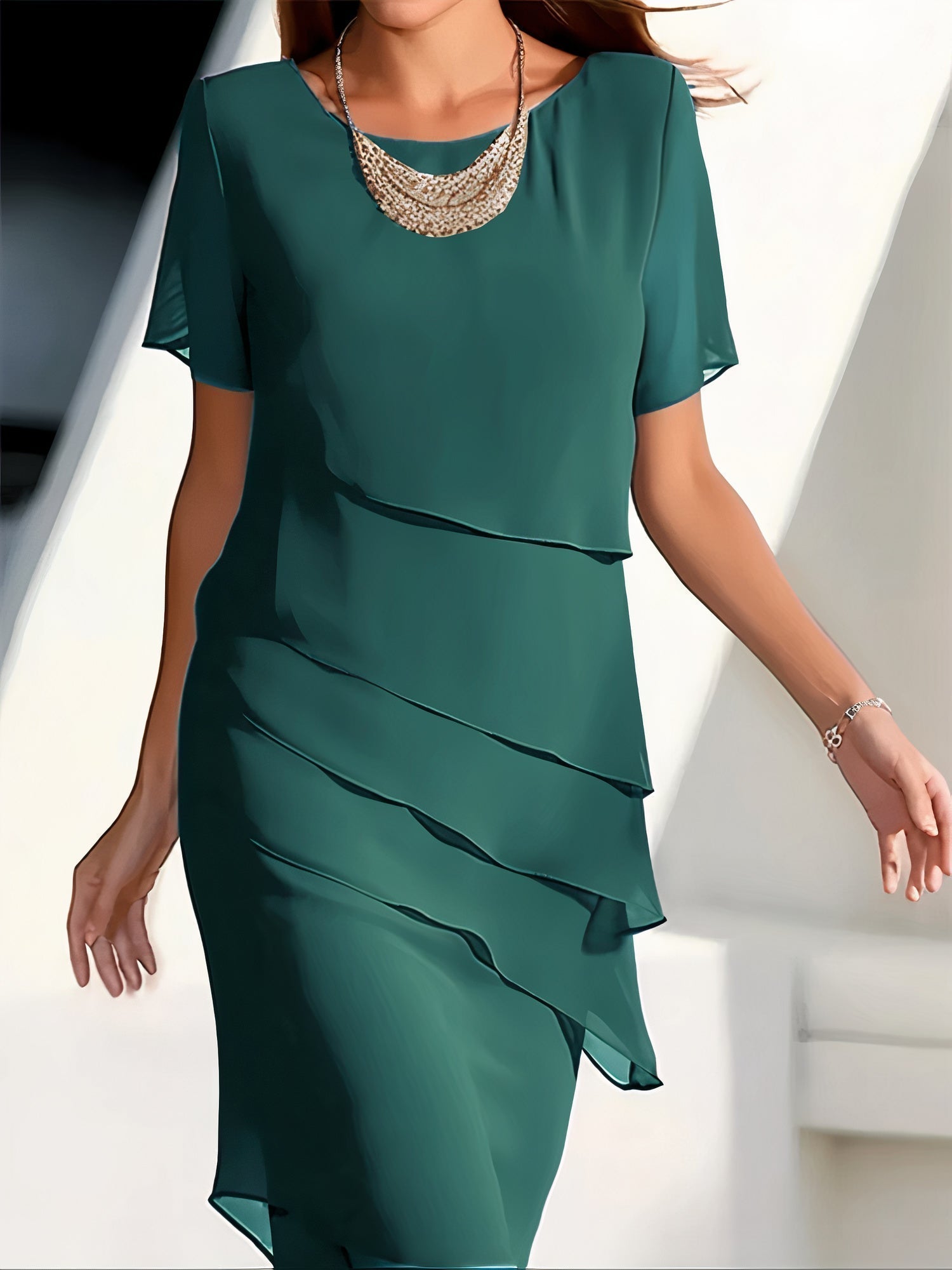Bernadette - Vestito in Chiffon Leggero con Plissé