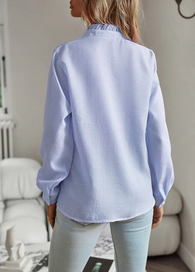 Camicetta con volant a maniche lunghe da donna