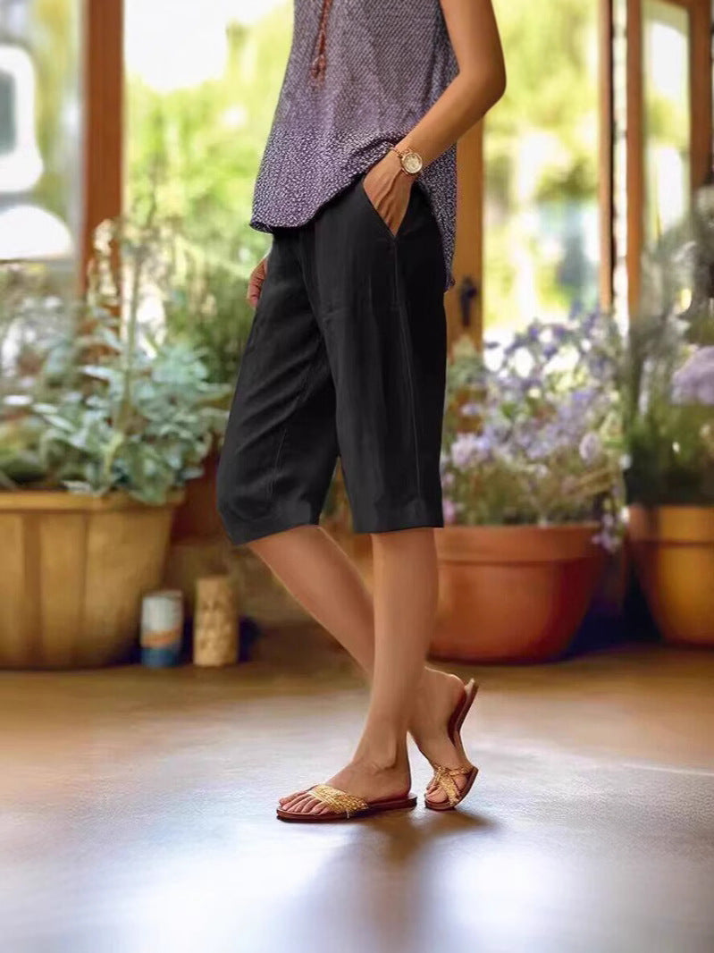 Pantaloni Culotte da Donna a Gamba Larga con Vestibilità Morbida