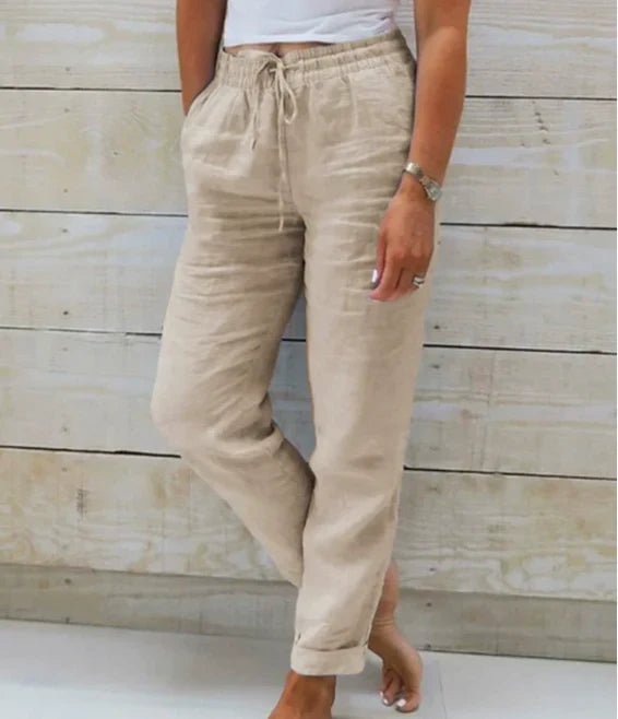 Pantaloni Donna in Lino e Cotone – Leggeri, Traspiranti con Vita Elasticizzata