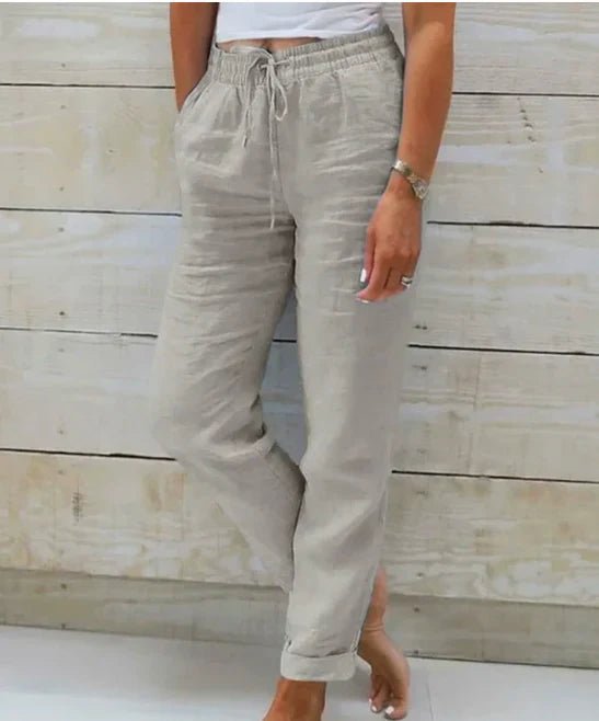 Pantaloni Donna in Lino e Cotone – Leggeri, Traspiranti con Vita Elasticizzata