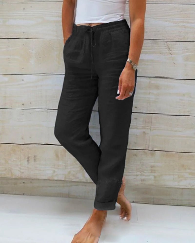 Pantaloni Donna in Lino e Cotone – Leggeri, Traspiranti con Vita Elasticizzata