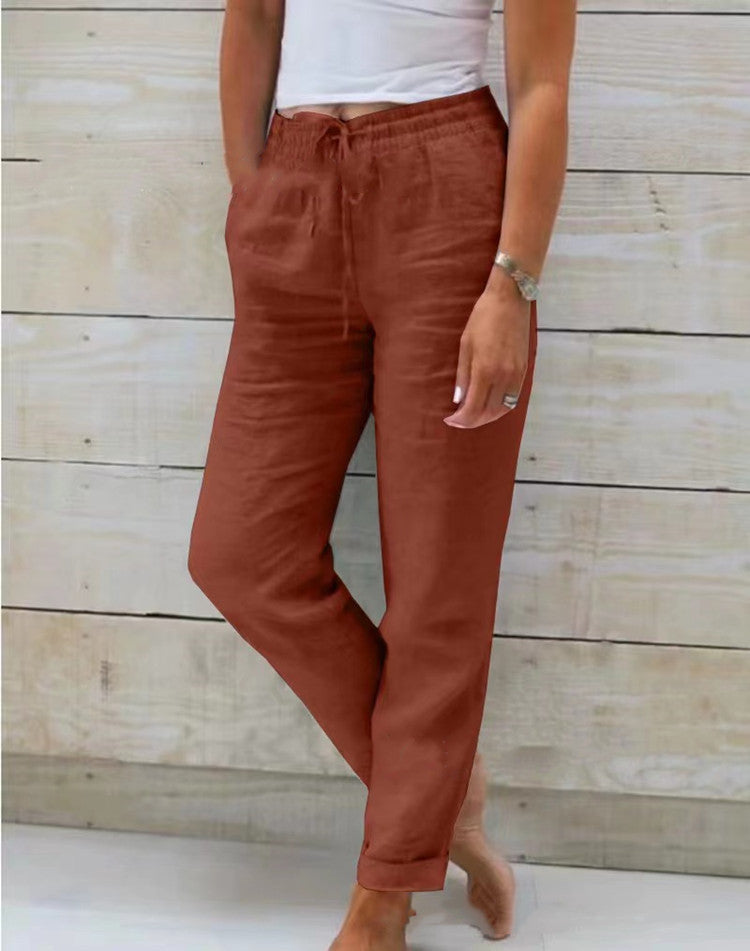 Pantaloni Donna in Lino e Cotone – Leggeri, Traspiranti con Vita Elasticizzata