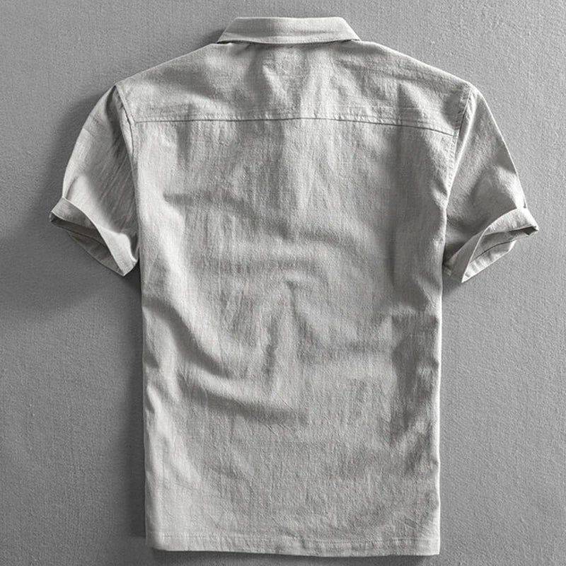 Men's Short Sleeve Polo Shirt with Collar and Regular Fit