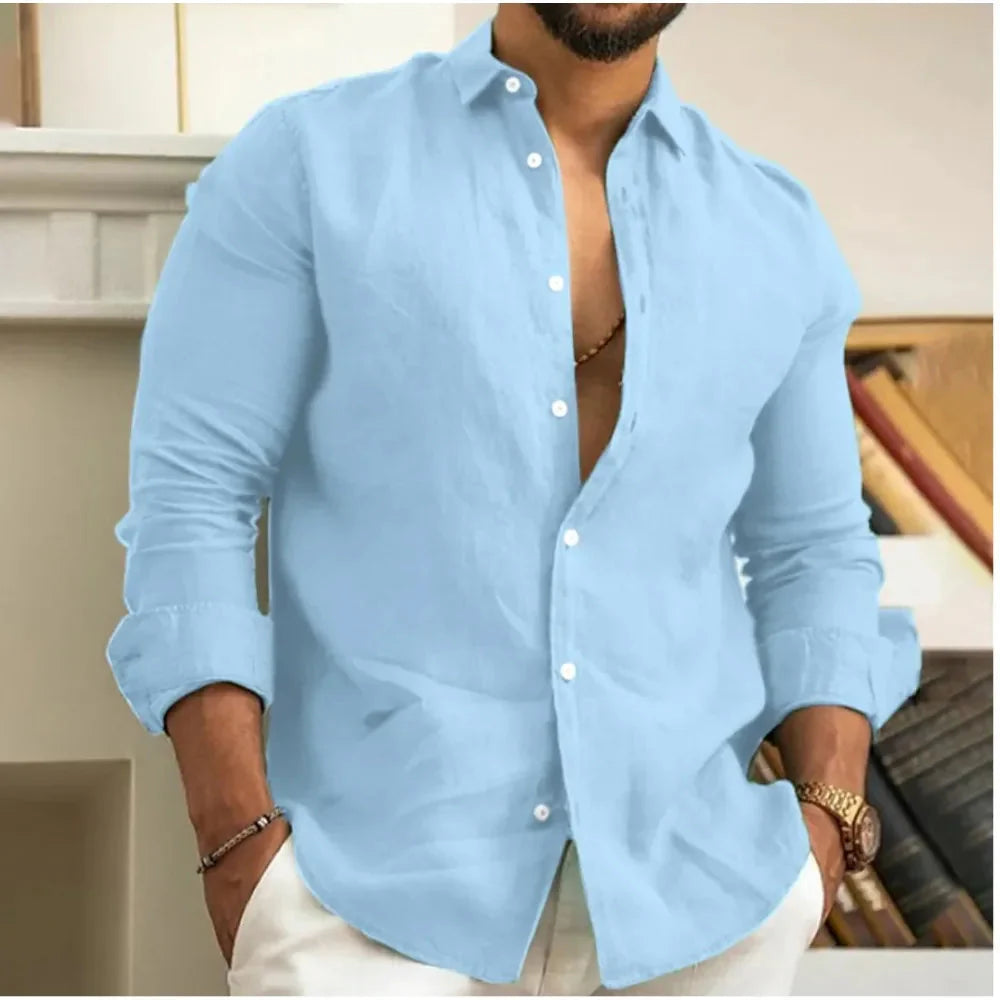 Camicia in lino traspirante da uomo, freschezza e stile estivo