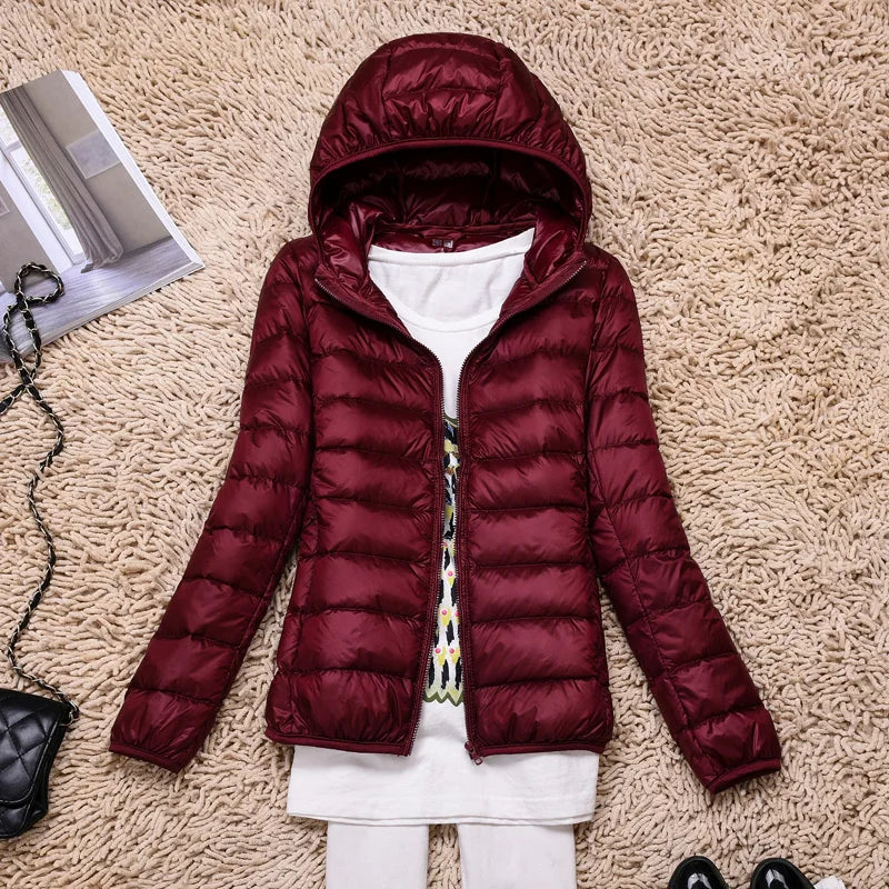 Piumino Donna Trapuntato con Cappuccio Leggero