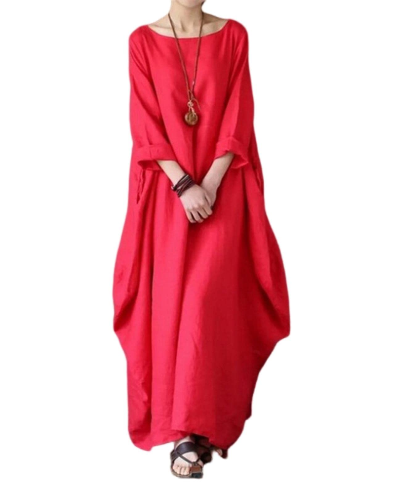 Women's Oversized Long Dress with Pockets and Long Sleeves