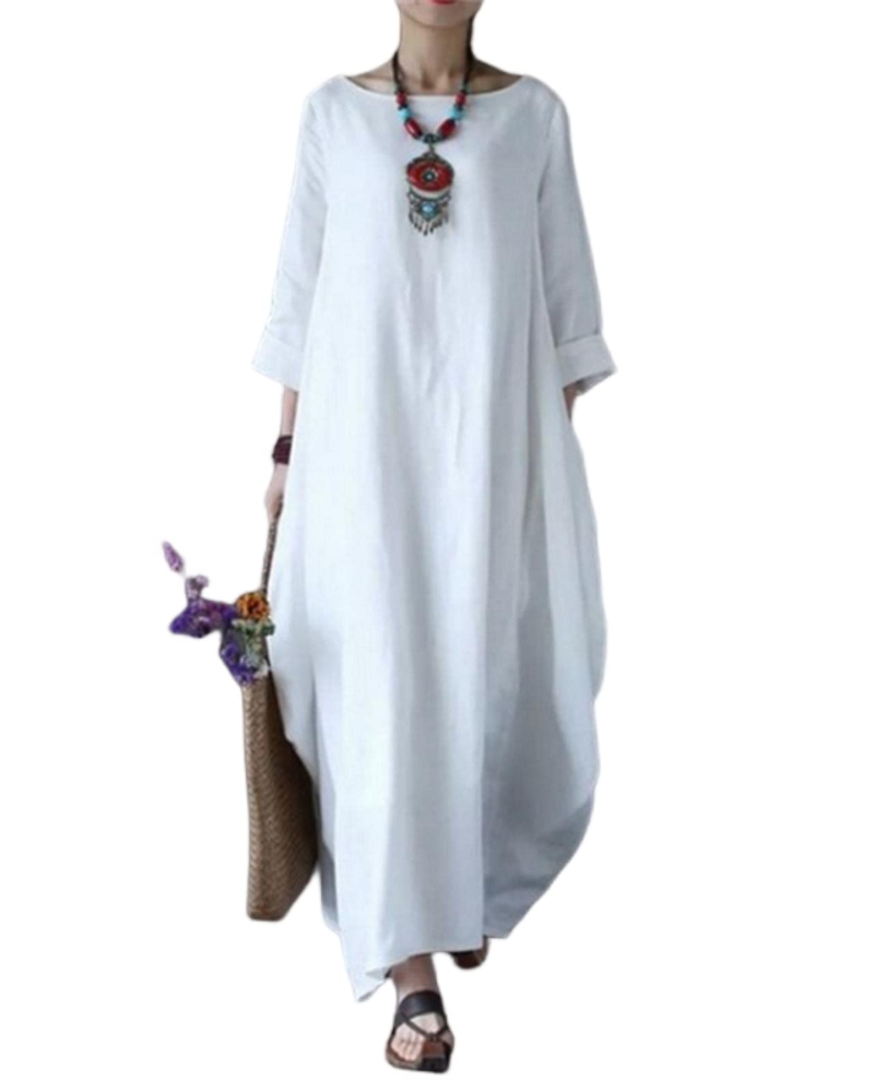 Women's Oversized Long Dress with Pockets and Long Sleeves