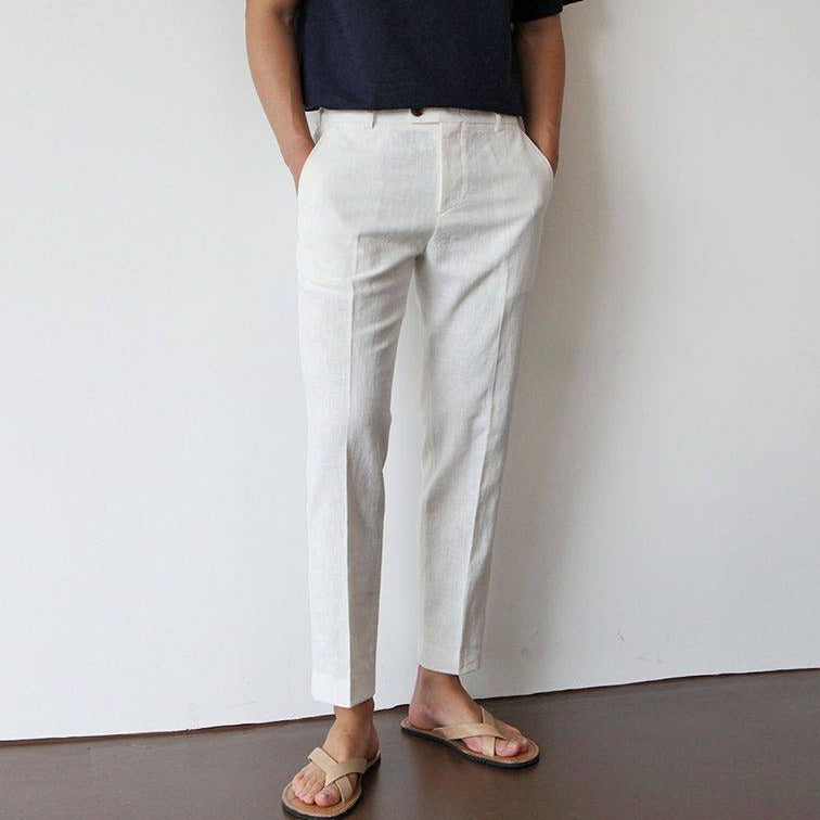 Elegante Pantalone Uomo Gamba Dritta Tasche Laterali