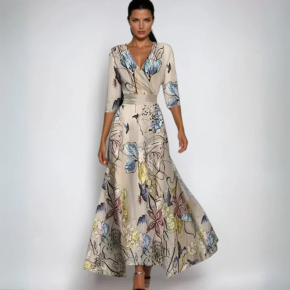 Elegante vestido cruzado con estampado floral – Femenino para cualquier ocasión