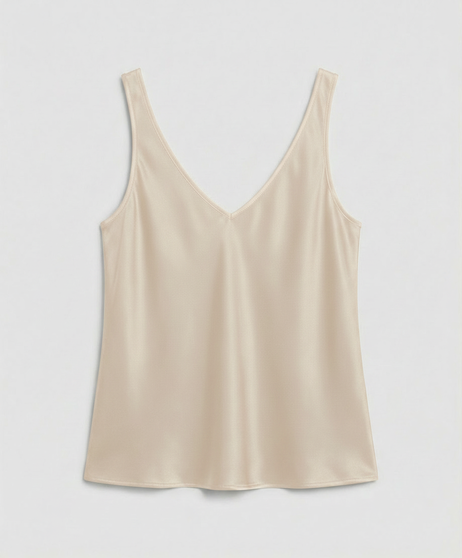 Canotta Donna in Raso con Scollo a V – Elegante, Leggera e Versatile
