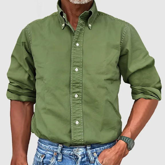 Camicia Oxford da Uomo a Maniche Lunghe con Colletto Button-Down