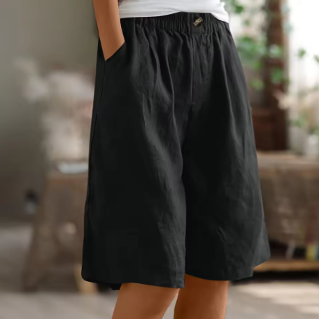 Pantaloncini Donna in Lino e Cotone con Vita Elasticizzata