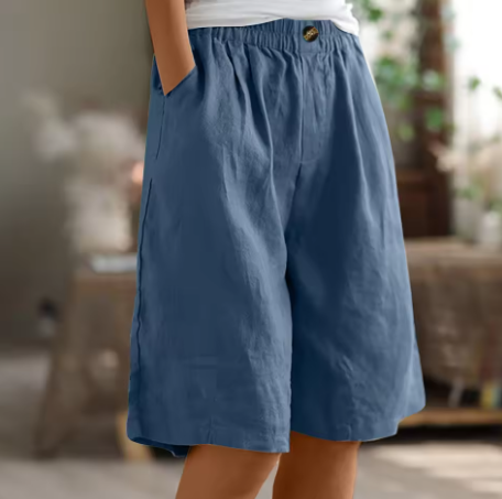 Pantaloncini Donna in Lino e Cotone con Vita Elasticizzata