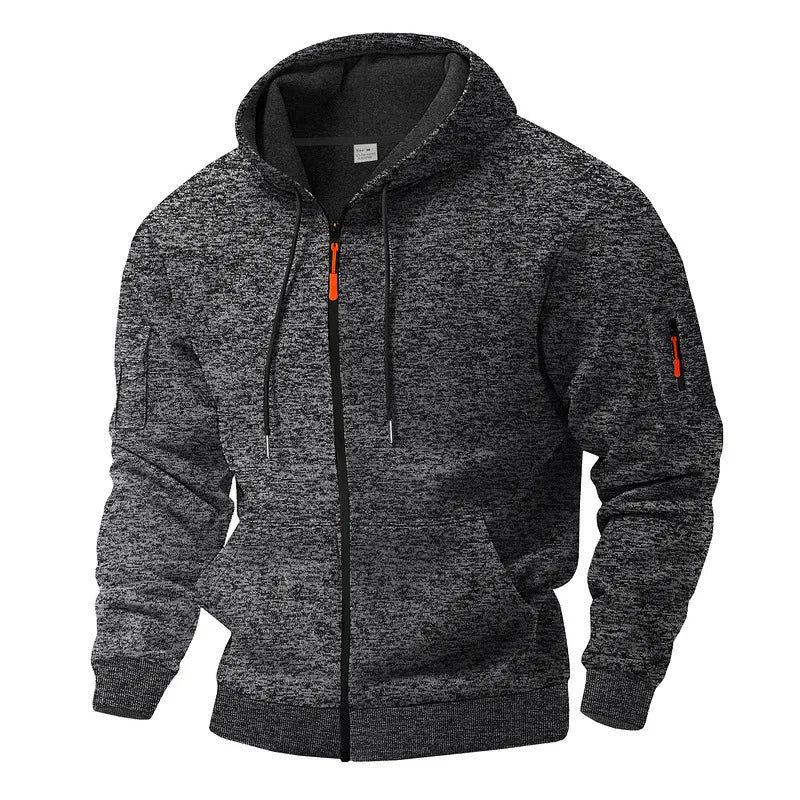 Felpa con Cappuccio Uomo Zip Intera Mélange Casual