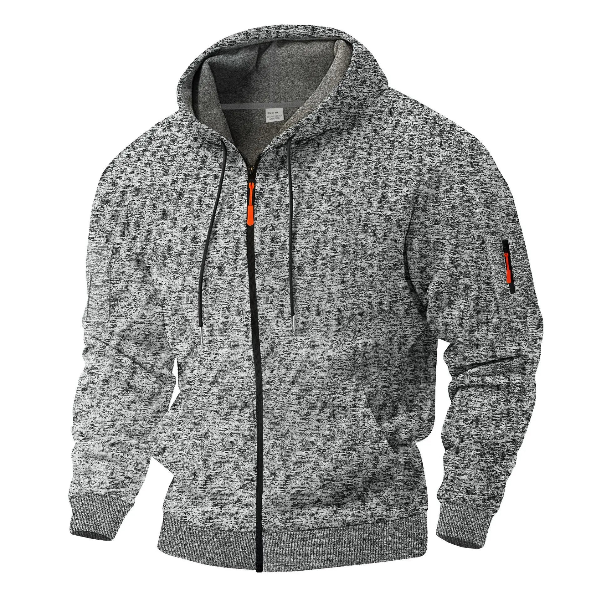Felpa con Cappuccio Uomo Zip Intera Mélange Casual