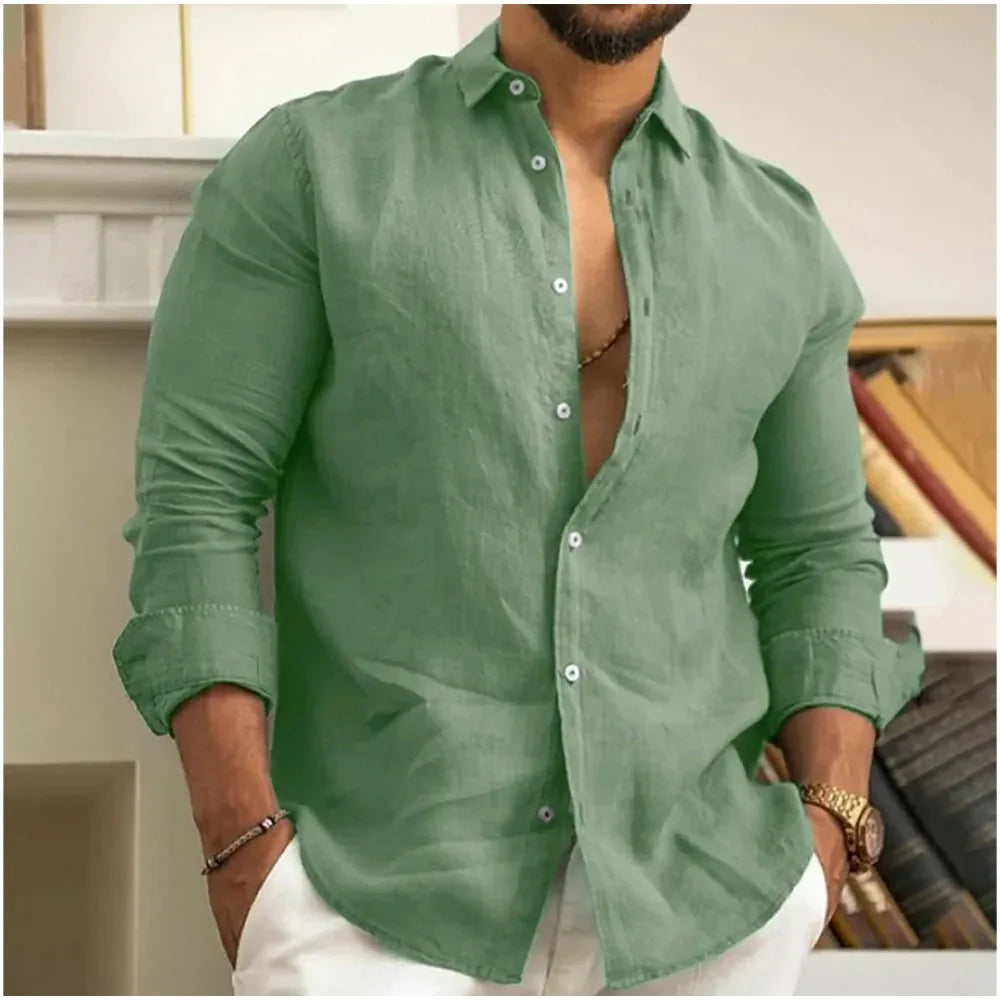 Camicia in lino traspirante da uomo, freschezza e stile estivo