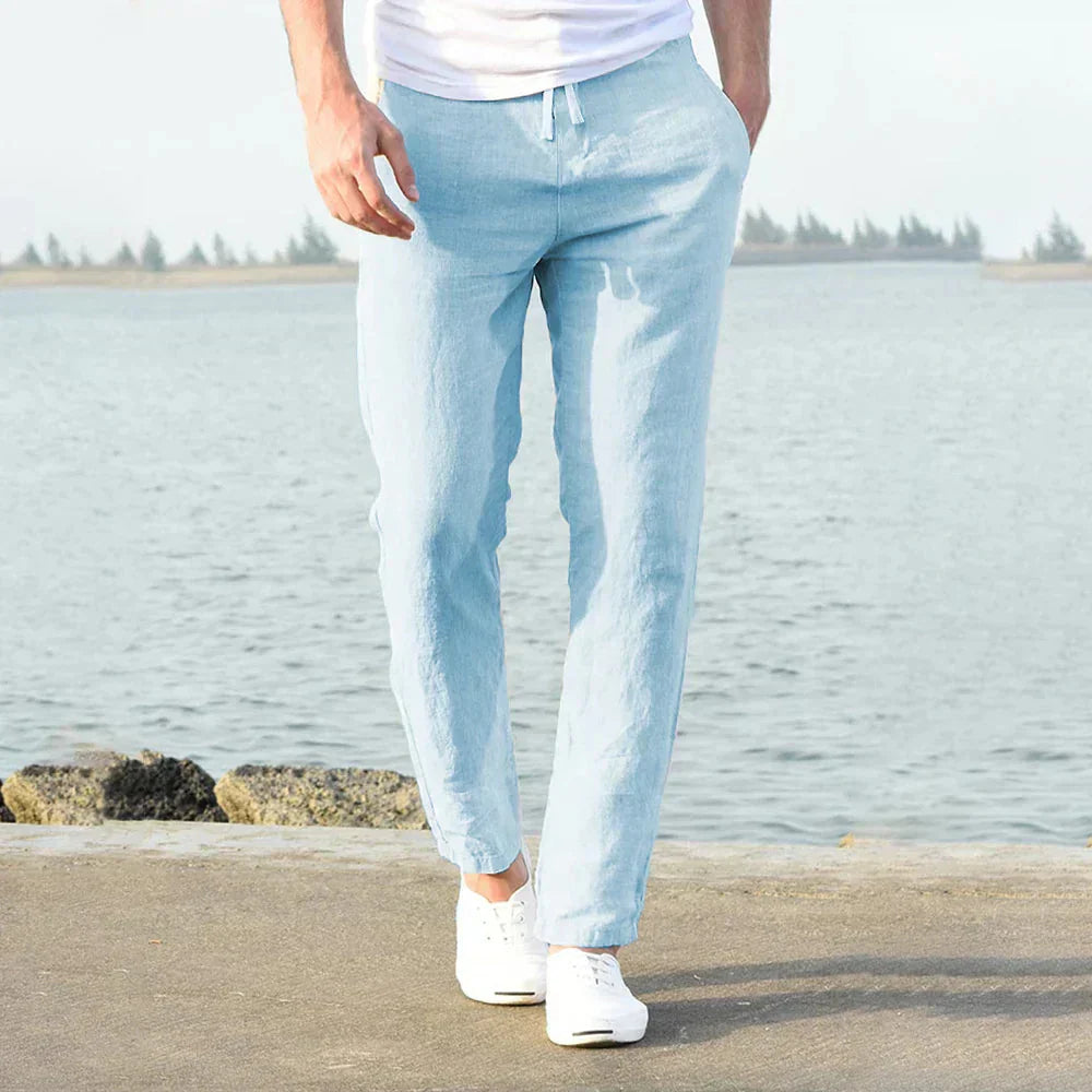 Pantaloni eleganti da uomo in lino leggero e traspirante