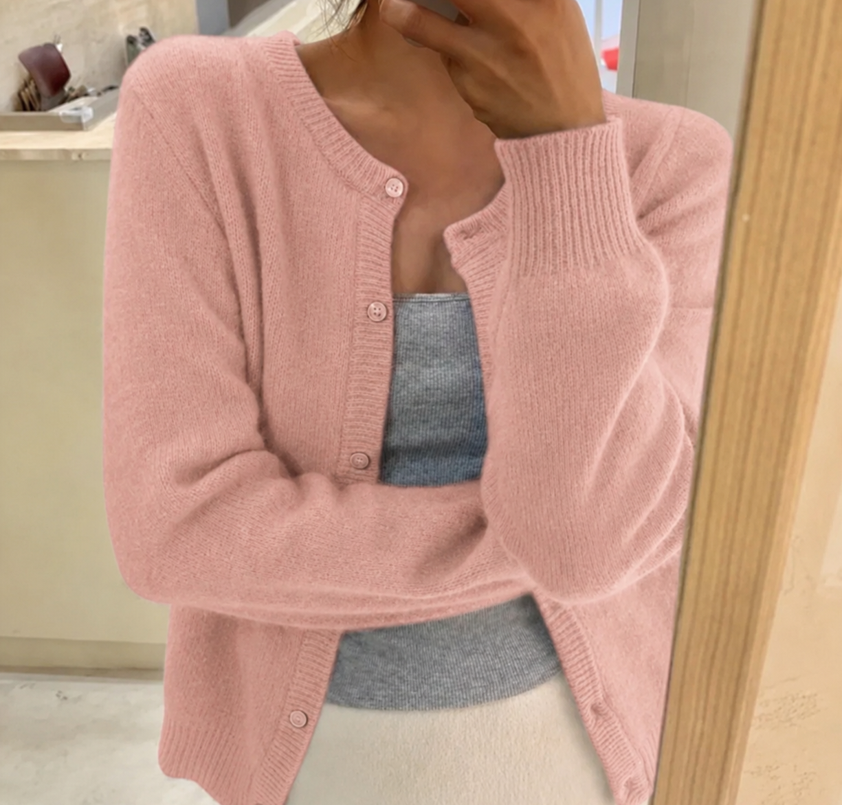 Cardigan Lavorato a Maglia con Chiusura a Bottoni