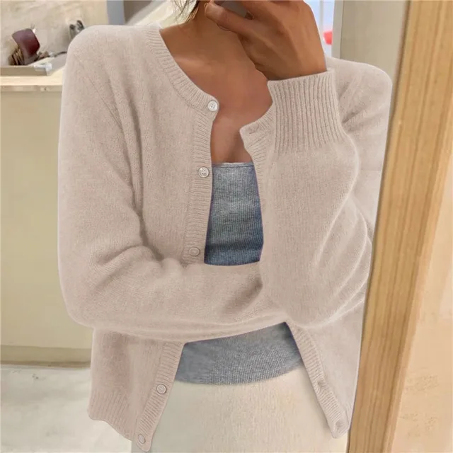 Cardigan Lavorato a Maglia con Chiusura a Bottoni