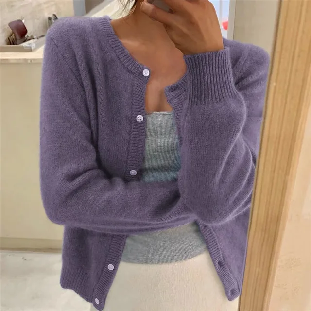 Cardigan Lavorato a Maglia con Chiusura a Bottoni