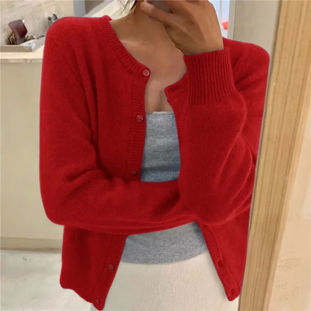 Cardigan Lavorato a Maglia con Chiusura a Bottoni