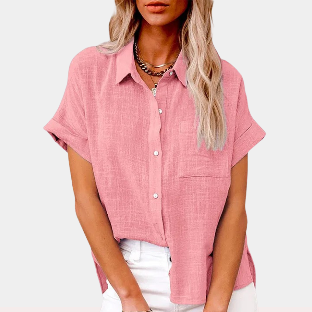 Camicia donna a maniche corte vestibilità morbida
