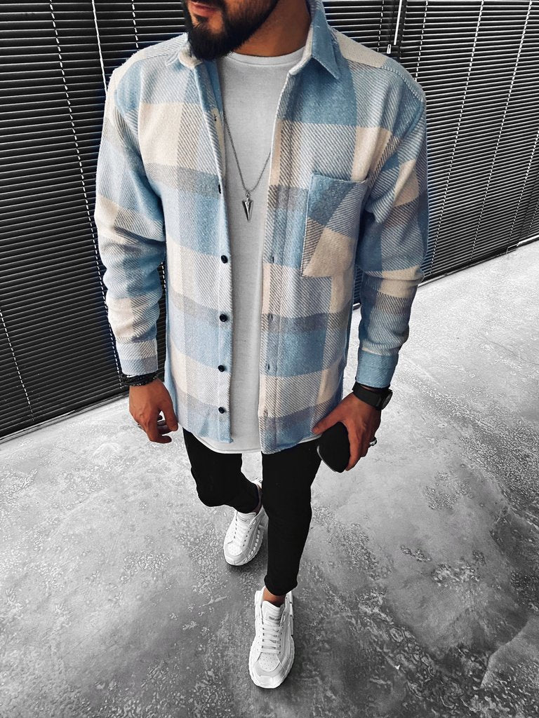 Pánská kostkovaná košilová bunda | Ležérní overshirt s knoflíky