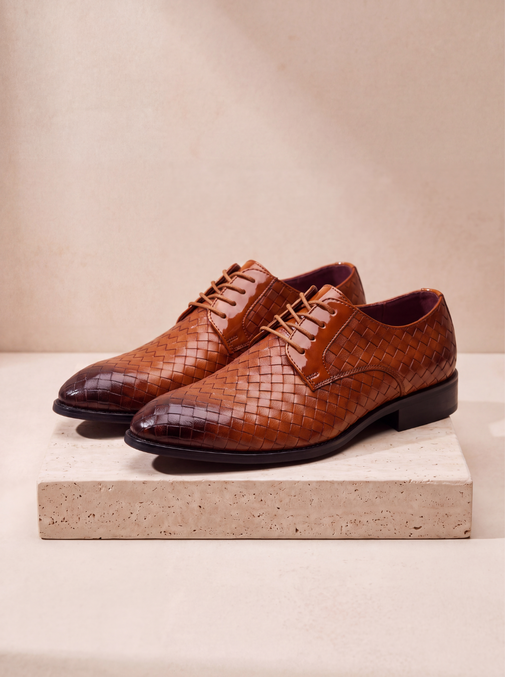 Scarpe Oxford Uomo con Texture Intrecciata e Lacci