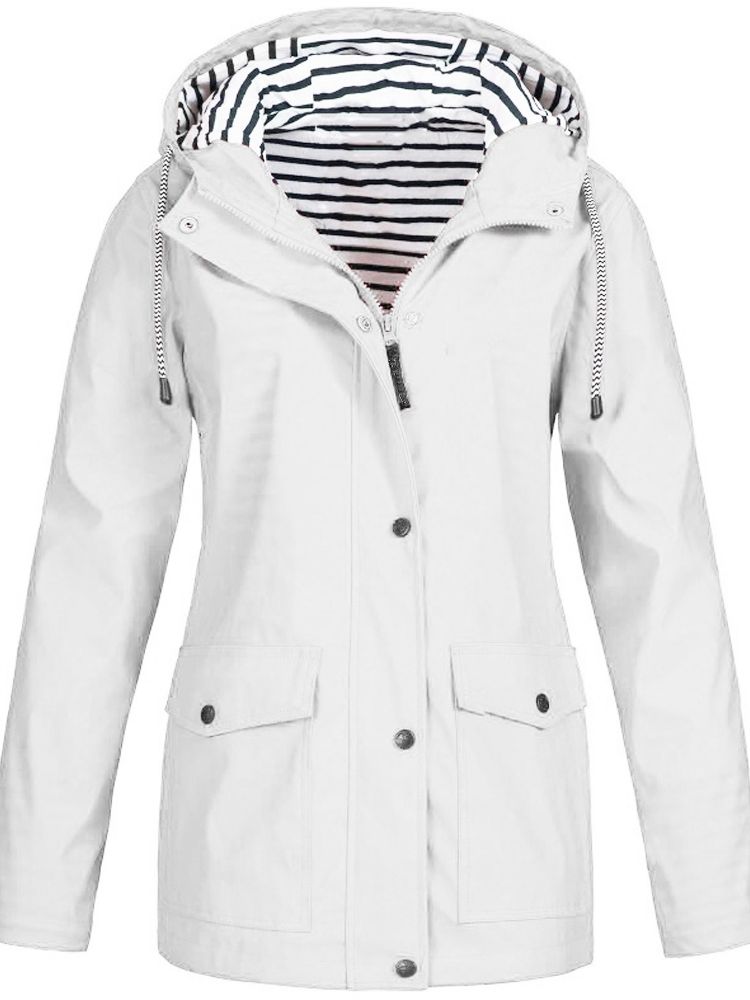 Dámská nepromokavá bunda s kapucí, větruodolná a s kapsami