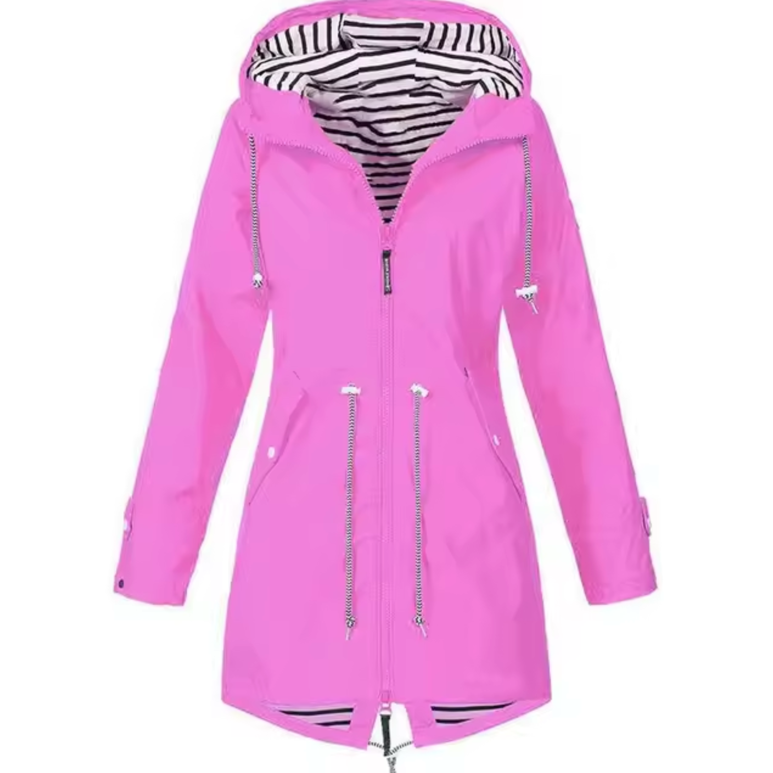 Parka Impermeabile Donna con Cappuccio Antivento e Vita Regolabile