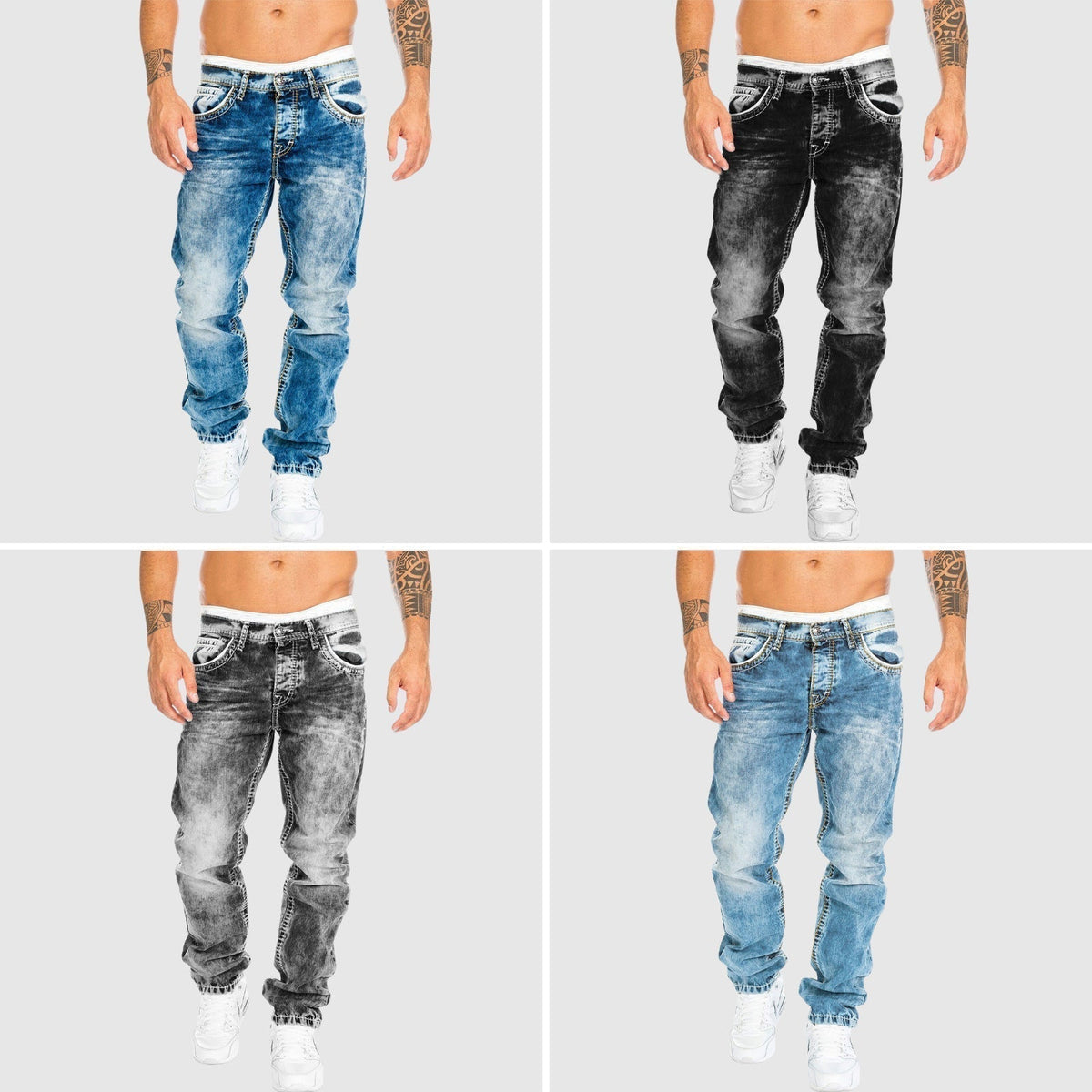 Jeans Baggy a Gamba Larga – Effetto Lavato – Vita Bassa – Jeans da Uomo
