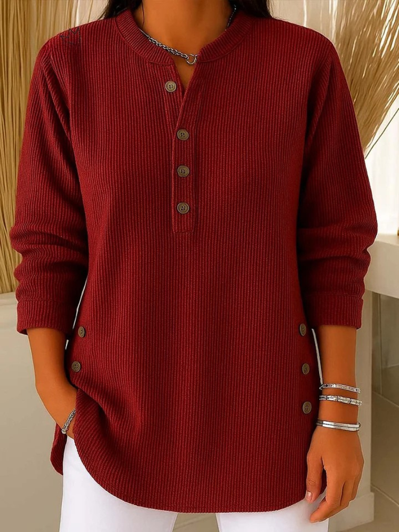 Maglia Henley a Maniche Lunghe da Donna Vestibilità Morbida