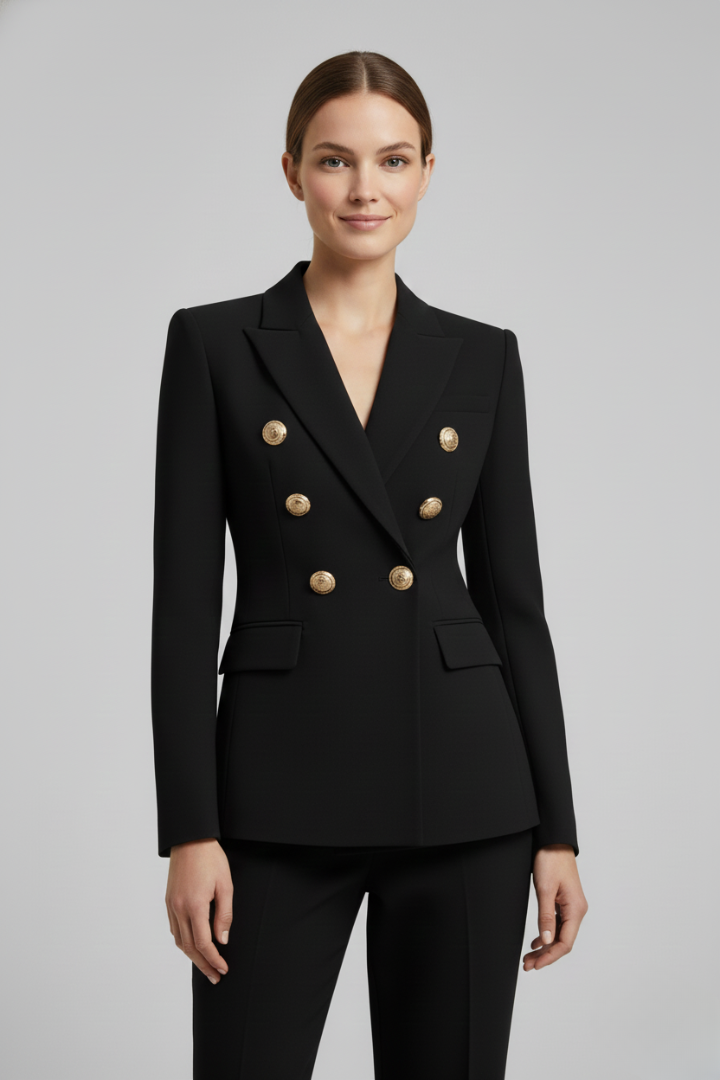 Blazer doppiopetto da donna | con dettagli di bottoni dorati
