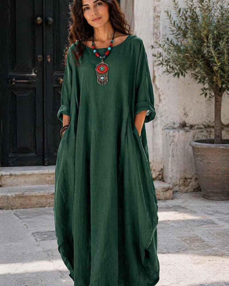 Women's Oversized Long Dress with Pockets and Long Sleeves