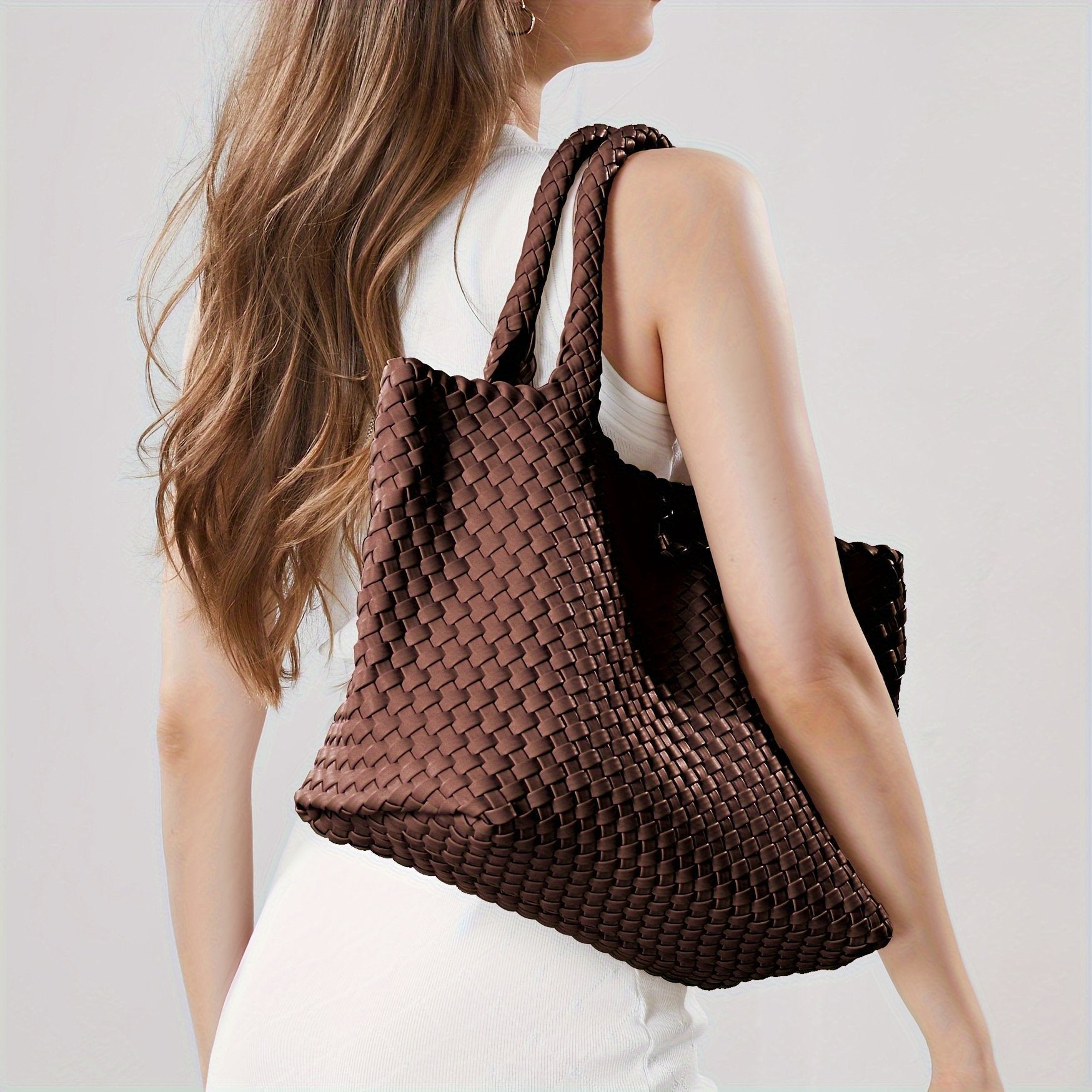 Borsa Shopper Donna Intrecciata con Doppi Manici